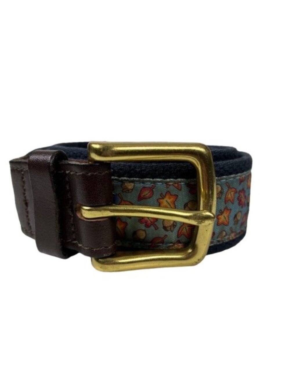 Vineyard Vines Autumn Leaf Print Belt Brass Buckle Men’s Sz 36 Preppy